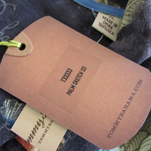 NWT TOMMY BAHAMA Palm Sketch SS floral pattern silk shirt XL - Picture 5 of 5